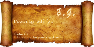 Bozsity Géza névjegykártya